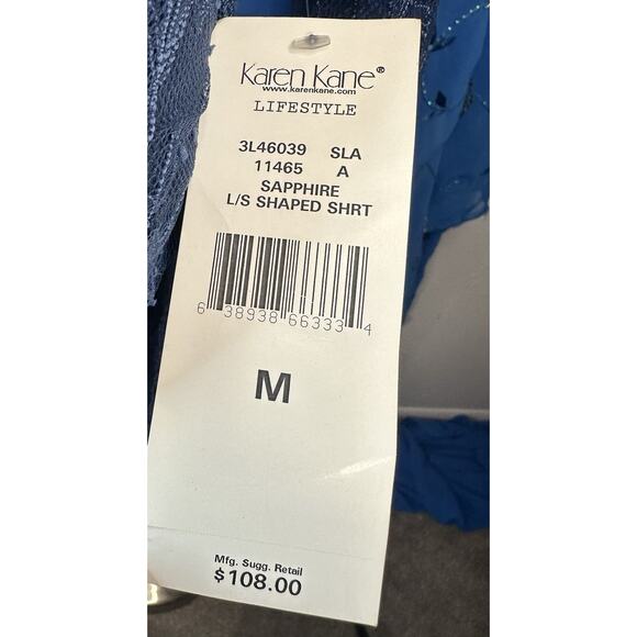 New Karen Kane Y2K Style Lace Button Up With Tank Top Medium Sapphire Blue - Picture 8 of 11